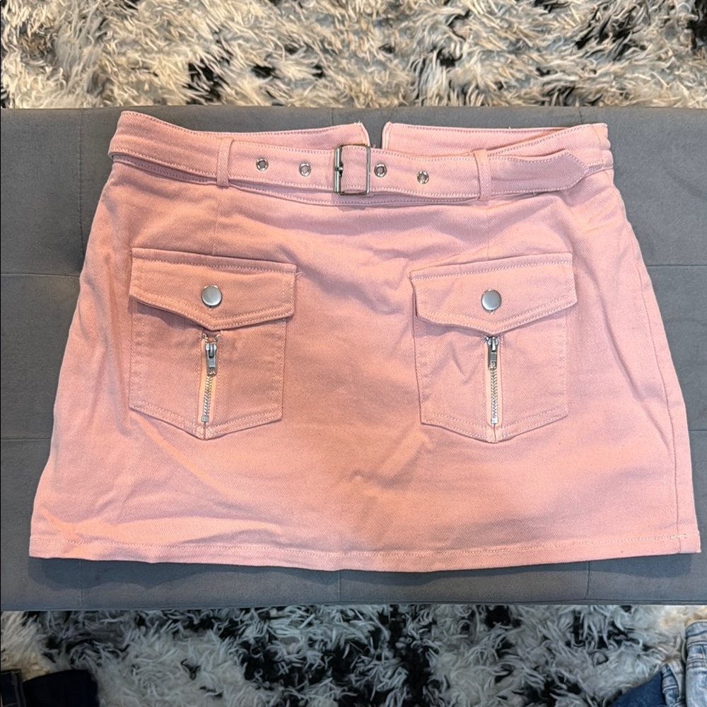 Pink Mini Skirt with Pockets